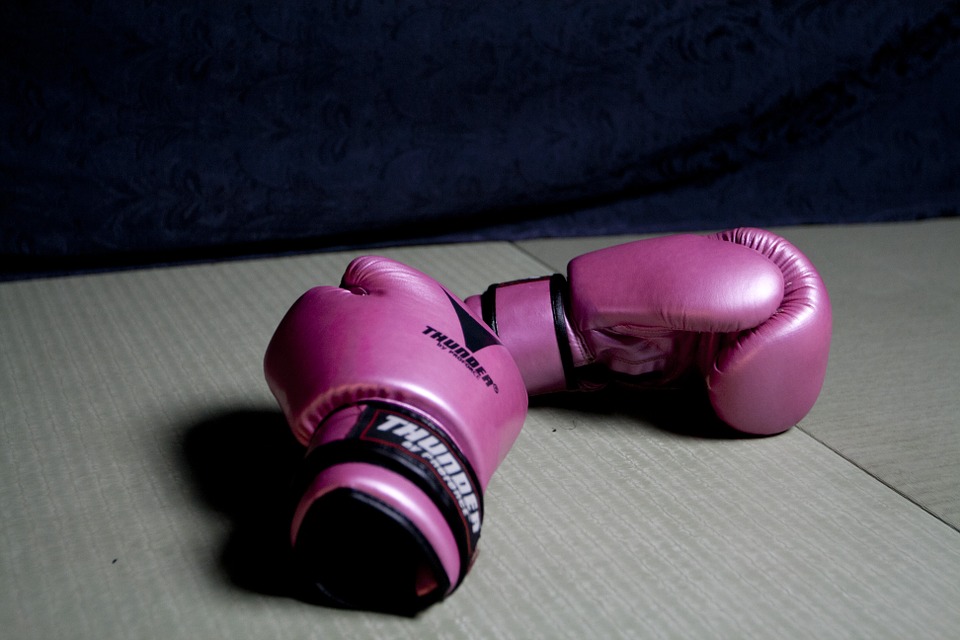 Small Home Gym girls boxing gloves
