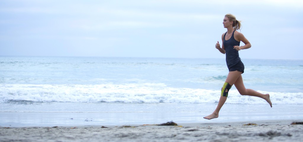 Knee Braces running on the beach